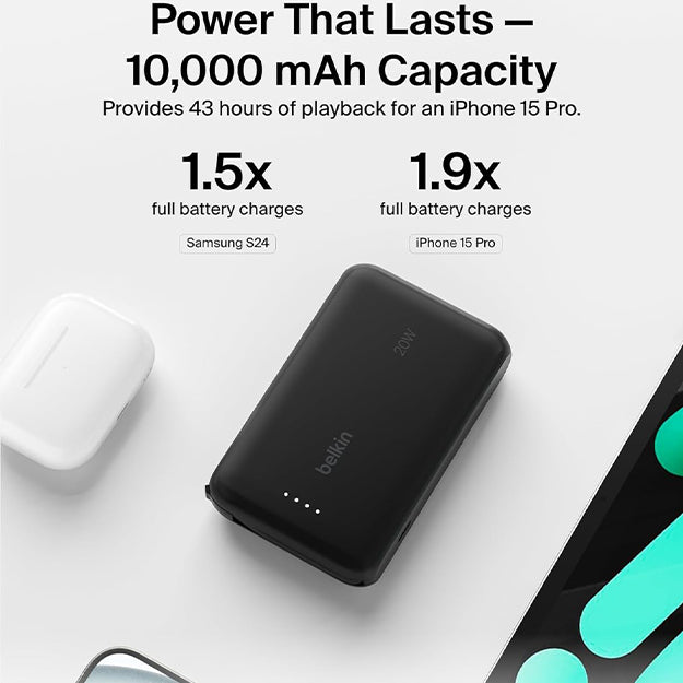 Belkin BoostCharge 10 000 mAh With USB-C Cable Power Bank