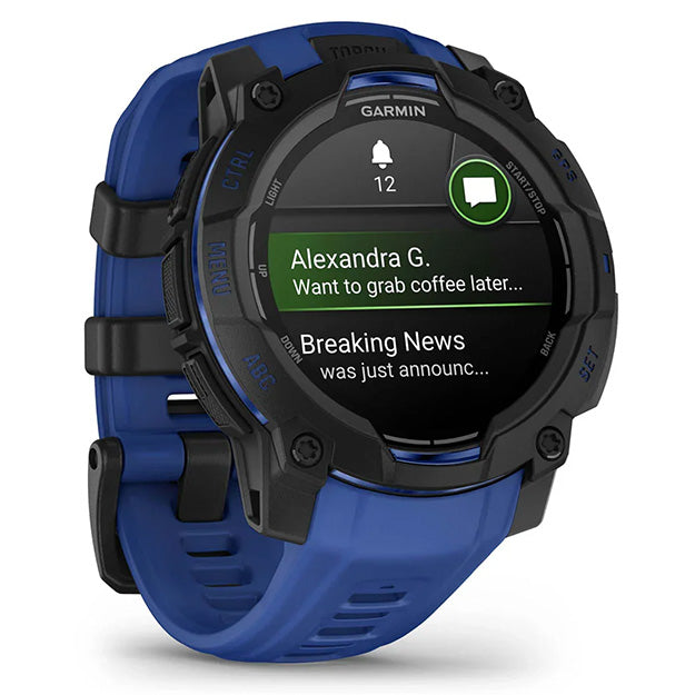 Garmin Instinct 3 Supernova 45mm AMOLED Rugged GPS Watch (Limited Edition) - Black With Bolt Blue Band