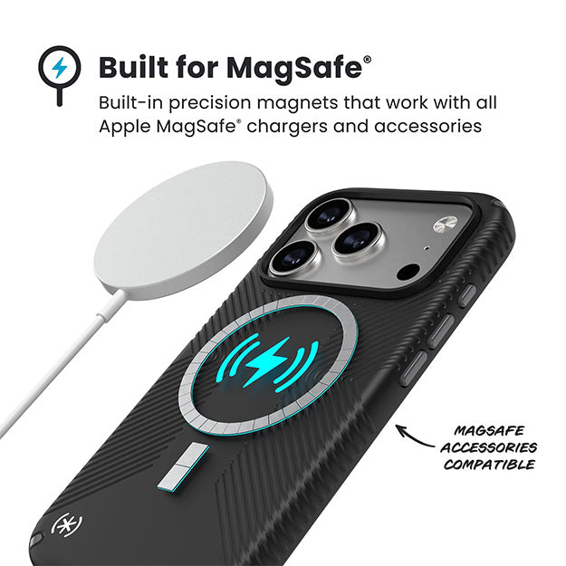 Speck Presidio2 Grip Case With MagSafe For iPhone 17 PRO MAX - Black/Slate Grey