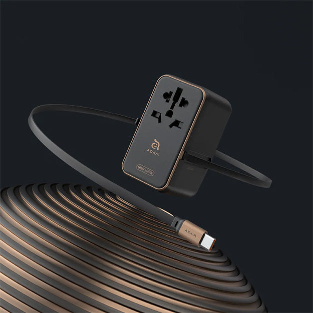 Adam Elements T100L 100W Universal Travel Adapter With Built-In USB-C Cable