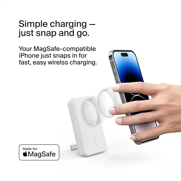 Belkin BoostCharge 5000mAh Magnetic Wireless Power Bank With Stand - White