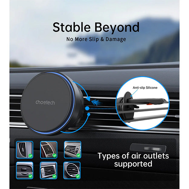 Choetech Magnetic Wireless Car Charger T205-F 15W - Black