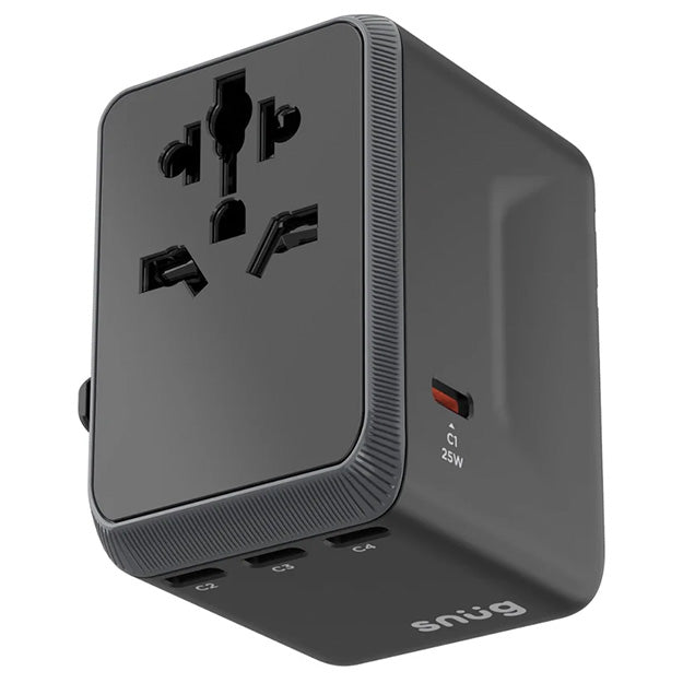 Snug 5 Port Universal Travel Adapter - 25W - Black