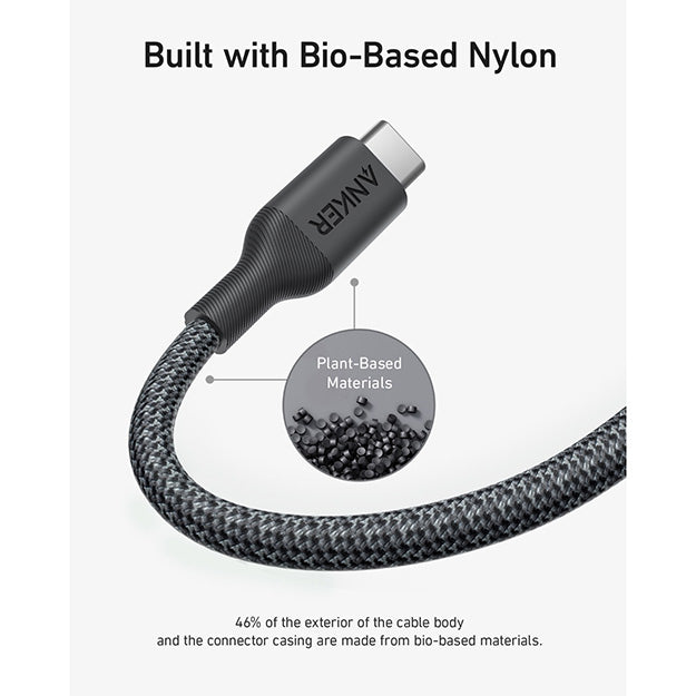 Anker 544 Bio-Based USB C To USB-C Cable Fast Charging 140W 0.9M Cable – Black