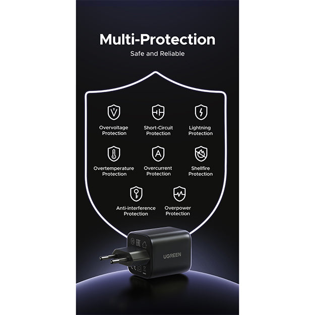 UGreen 1 Port GAN 45W PD Wall Charger - Black