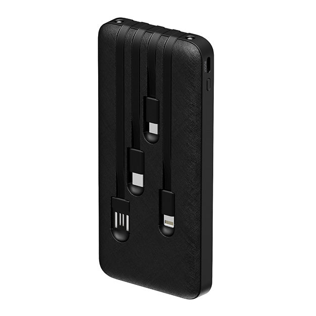 Snug 10000mAh Power Bank With 4 Built In Cables & Built In LED Torch - Black