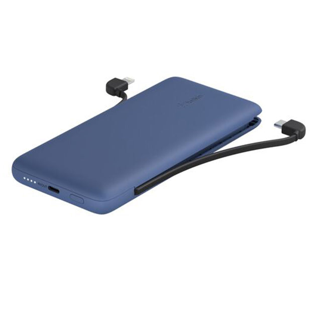 Belkin BoostCharge Plus 10 000mAh USB-C Power Bank With Integrated Cables - Blue