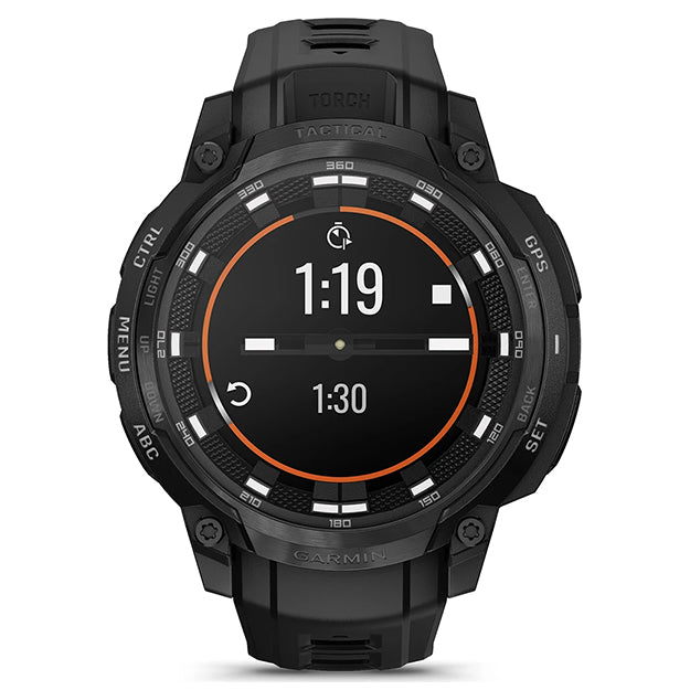 Garmin Instinct Crossover AMOLED Tactical Edition Rugged Hybrid GPS Smartwatch - Black With Black Silicone Band