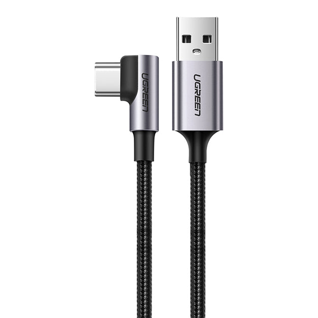 UGreen USB To Type-C Right Angle Braided Cable – 1 Meter - Black