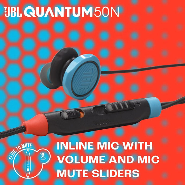 JBL Quantum 50N Wired In-Ear Gaming Headset With Volume Slider And Mic Mute - Black