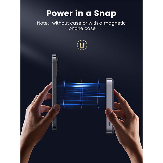 UGreen 10000mAh Magnetic Wireless Power Bank With Kickstand PD20W - Grey