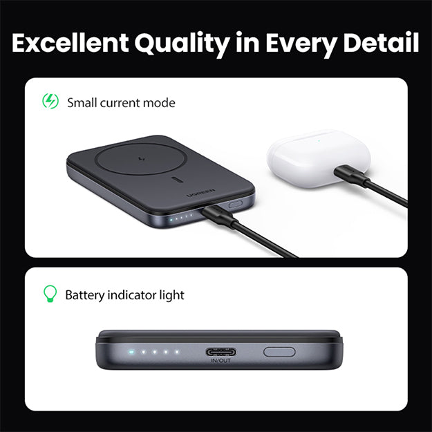 UGreen Nexode 10 000mAh Magnetic Wireless Power Bank PD20W (USB-C) - Grey