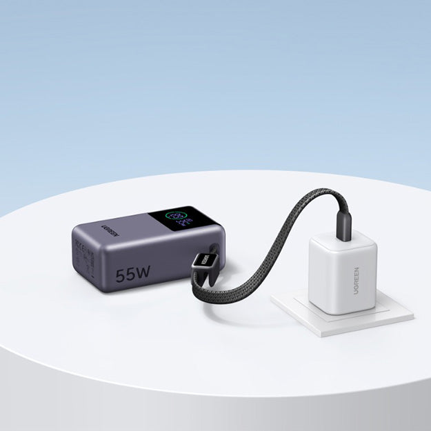 UGreen 10000mAh 55W Nexode Pro Smart Digital Display Mini Power Bank With Built-in Type-C Cable
