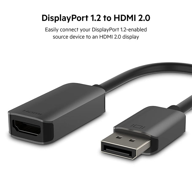 Belkin Active 4K HDR DisplayPort To HDMI Adapter - Black
