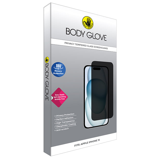 Body Glove Privacy Tempered Glass Screen Protector For iPhone 15