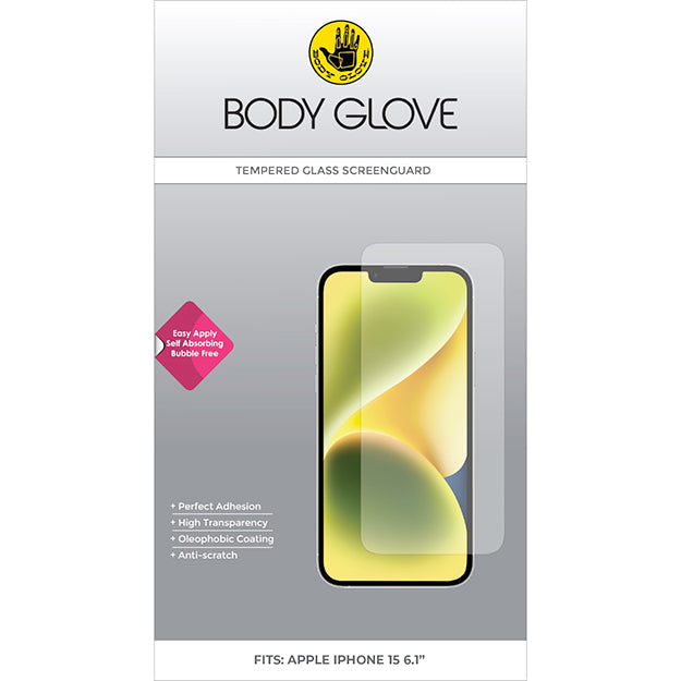 Body Glove iPhone 15 Tempered Glass Screen Protector - Clear