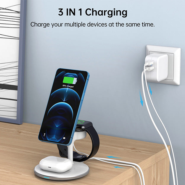 Choetech Fast Wireless 3 In 1 Charger 15W – White
