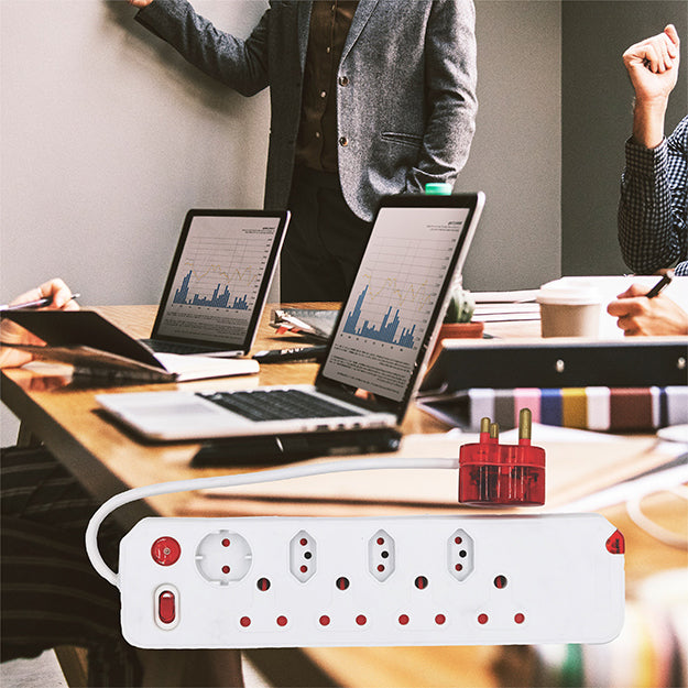 ElectricMate 8 Way Single Switch High level Surge Multiplug - White