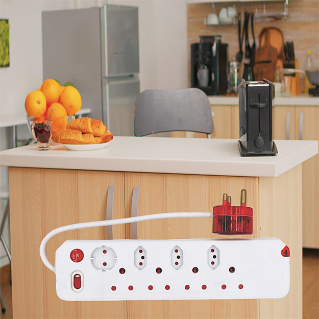 ElectricMate 8 Way Single Switch High level Surge Multiplug - White