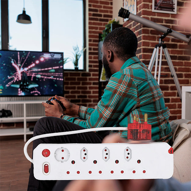 ElectricMate 8 Way Single Switch High level Surge Multiplug - White