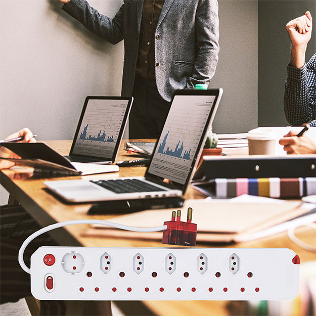 1 x ElectricMate 12-WAY Single Switch High Level Surge Multiplug - White