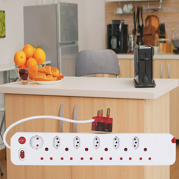 1 x ElectricMate 12-WAY Single Switch High Level Surge Multiplug - White