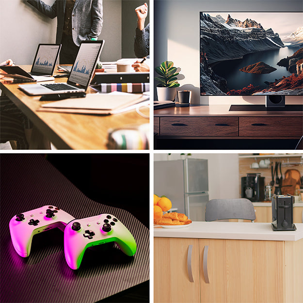 ElectricMate 10 Amp Extension Lead With 2 x16 Amp/ 1 x Schuko Side By Side Adapter With Surge Protection 5M - White