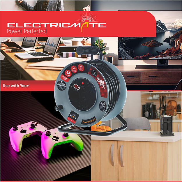 ElectricMate 16 Amp Extension Reel 25M - Grey