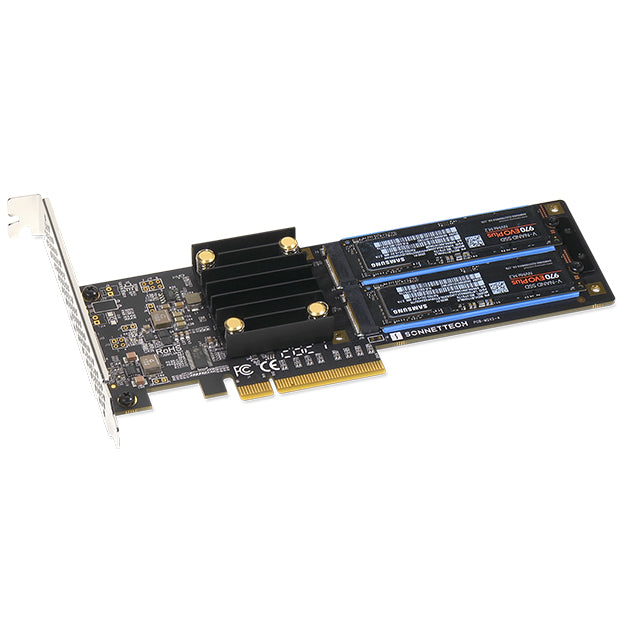 Sonnet M.2 2x4 Low-Profile PCIe Card (Two M.2 NVMe SSD slots, Add Your Own SSDs Up To 16TB)