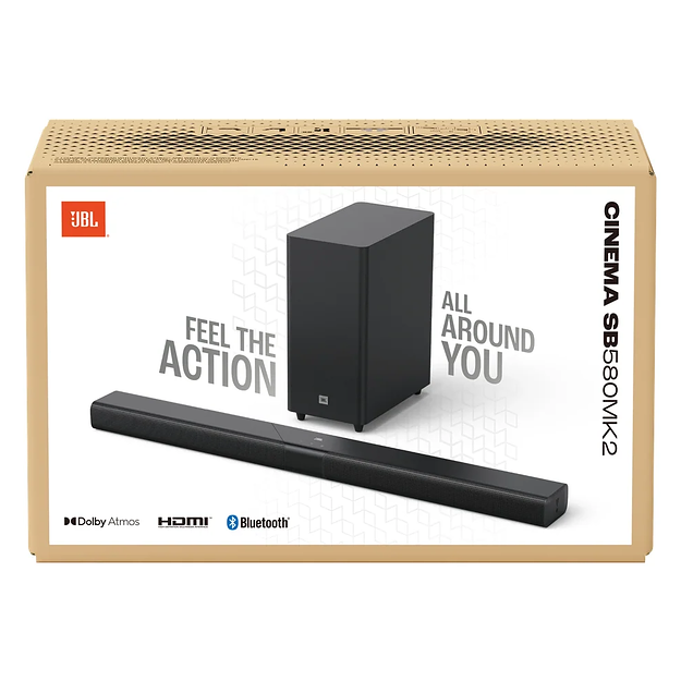 JBL Cinema SB580MK2 3.1 Channel Dolby Atmos Soundbar With 6.5" Wireless Subwoofer - Black