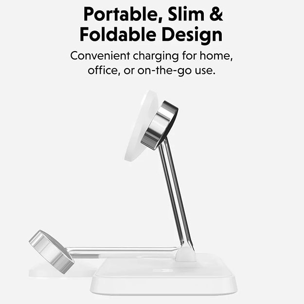 Hyper HyperJuice Next Qi2 4-in-1 Magnetic Charging Stand - White