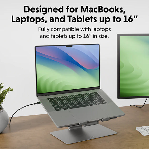 HyperSpace Ergonomic Adjustable Laptop Stand For Laptops Up To 16" - Grey