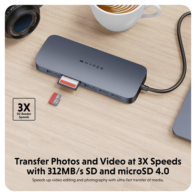 HyperDrive Next 11 Port Dual 4K60Hz HDMI USB-C Hub - Midnight Grey