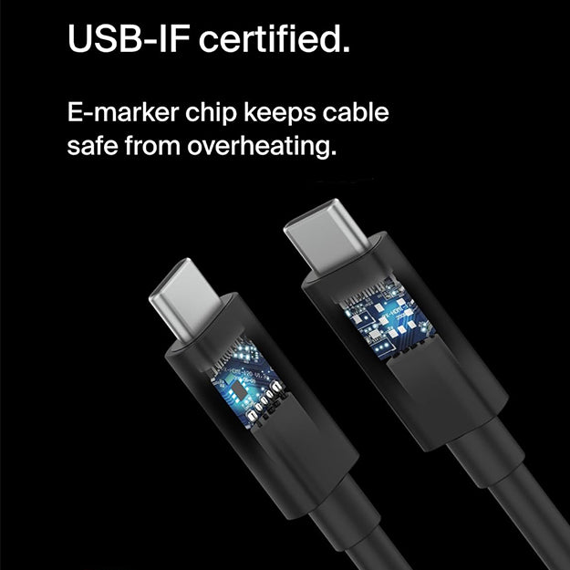 Belkin USB4 Cable USB-C To USB-C 240 Watt 20Gbps 2 Meter Cable 4K 60Hz Resolution - Black
