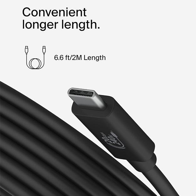 Belkin USB4 Cable USB-C To USB-C 240 Watt 20Gbps 2 Meter Cable 4K 60Hz Resolution - Black