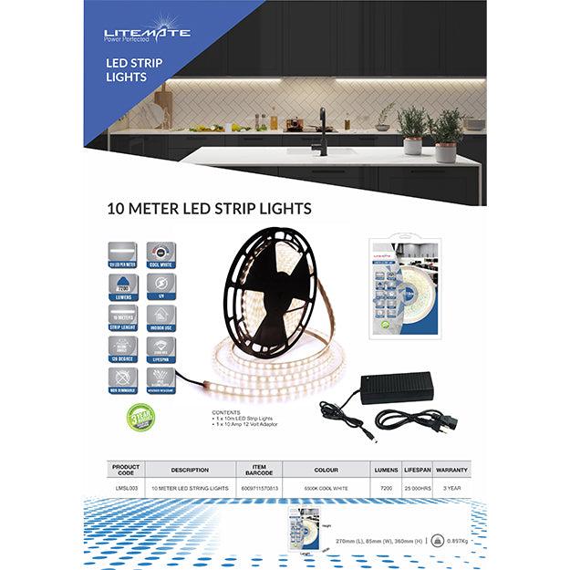 LiteMate LED Strip Light 10M  - White