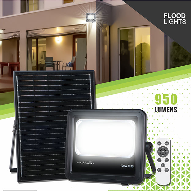 SolarMate 100-Watt Security Flood Light With Remote Control - Black