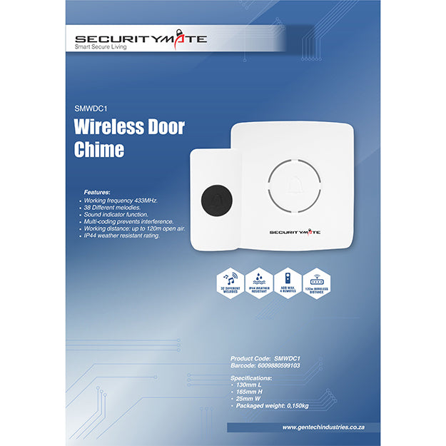 SecurityMate Wireless Door Chime - White