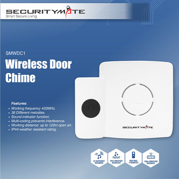 SecurityMate Wireless Door Chime - White