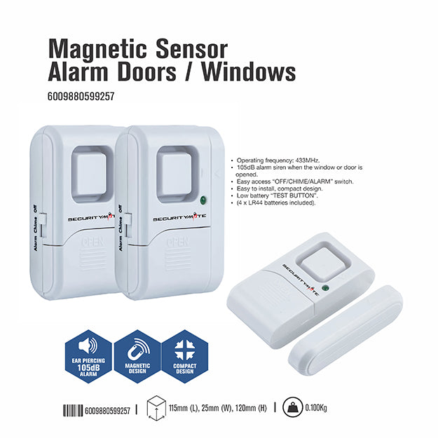 SecurityMate Wireless Window/Door Magnetic Sensor (2 Pack) - White