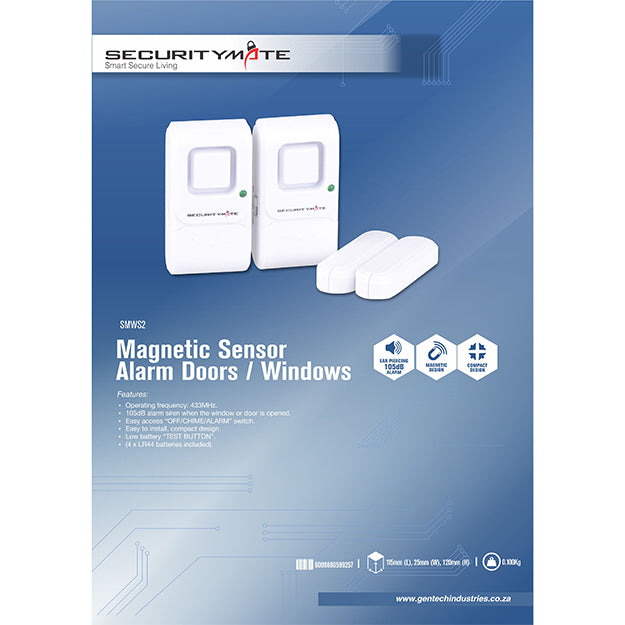 SecurityMate Wireless Window/Door Magnetic Sensor (2 Pack) - White