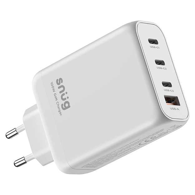 Snug 4 Port PD GaN Wall Charger 100W - White