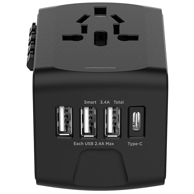 Snug 4 Port Universal Travel Adapter - Black