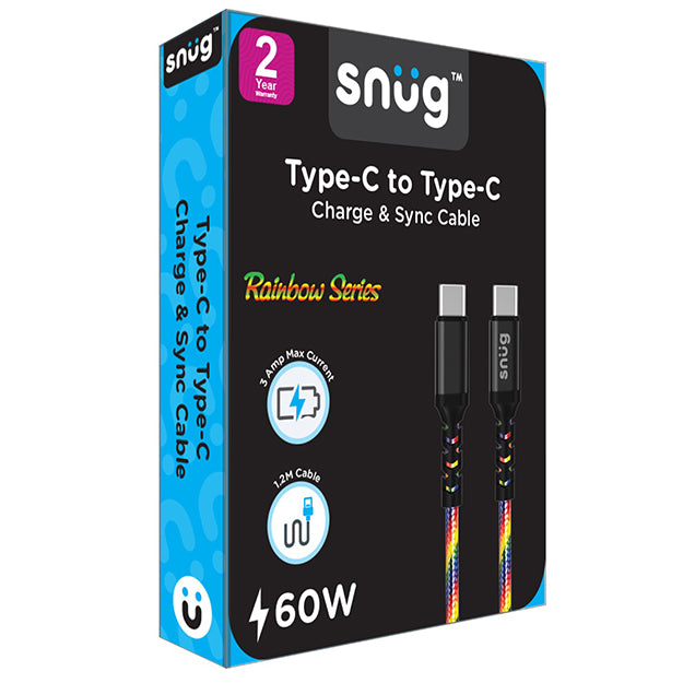 Snug Type-C To Type-C Rainbow Cable – 1.2 Meter