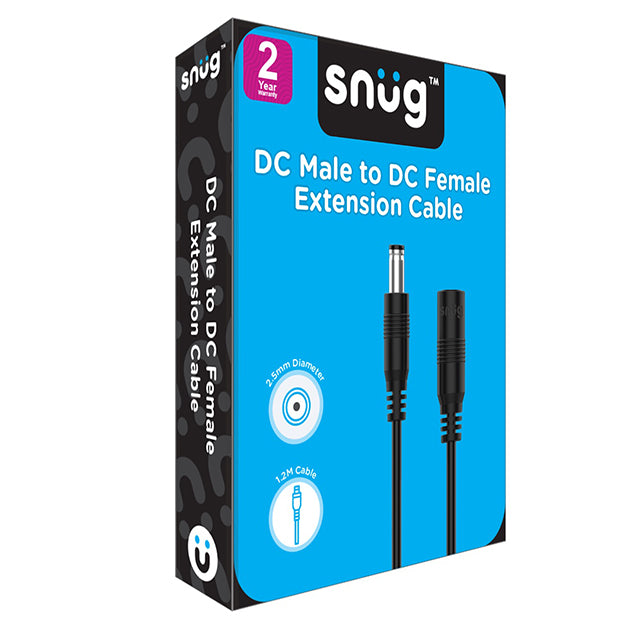 Snug DC Male To DC Female Extension - Black