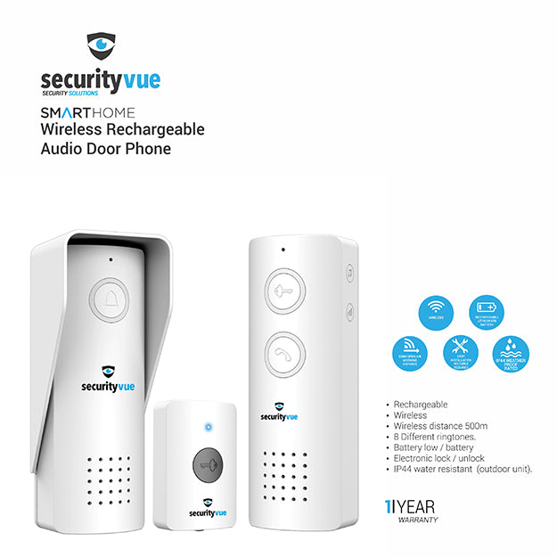 SecurityVue Smart Home Wireless Rechargeable Audio Door Phone - White