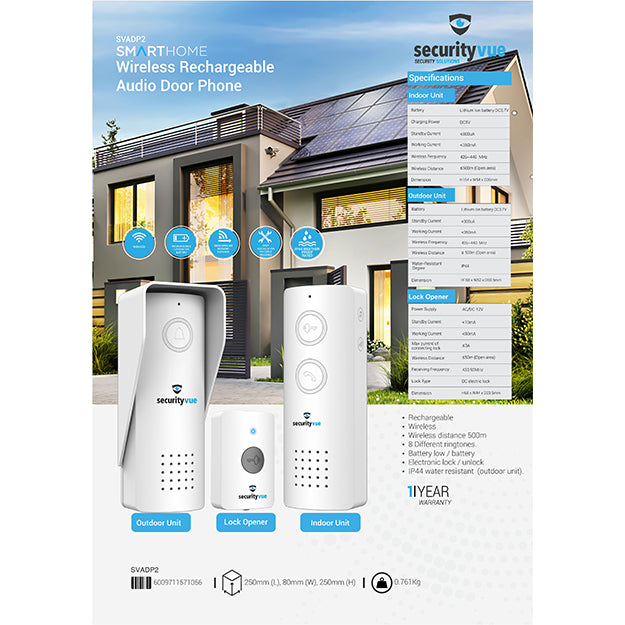 SecurityVue Smart Home Wireless Rechargeable Audio Door Phone - White