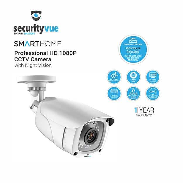 SecurityVue Smart Home Professional HD 1080P CCTV Camera With Night Vision - White