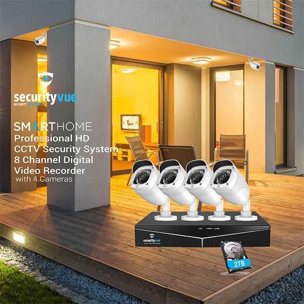 SecurityVue Smart Home Professional HD CCTV Security System 8 Channel DVR With 4 Cameras