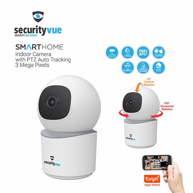 SecurityVue Smart Home 3 Mega Pixels Indoor Camera with PTZ Auto Tracking - White